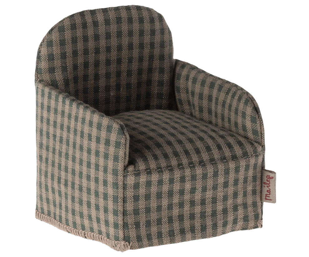 Maileg Chair for Mouse - Green Checker