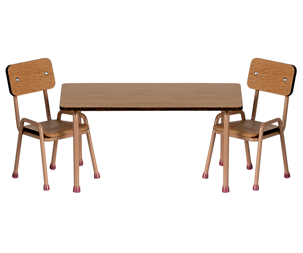 Maileg Table and Chair Set for Mouse - Dark Powder