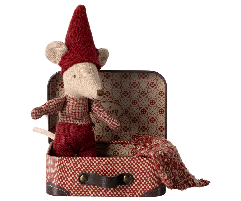 Maileg Christmas Baby Mouse in Suitcase