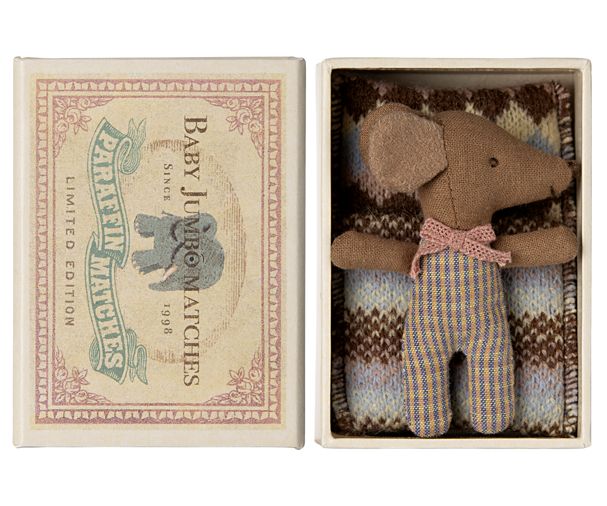 Maileg Sleepy Wakey Baby Mouse in Matchbox - Pink - Cheeky Junior