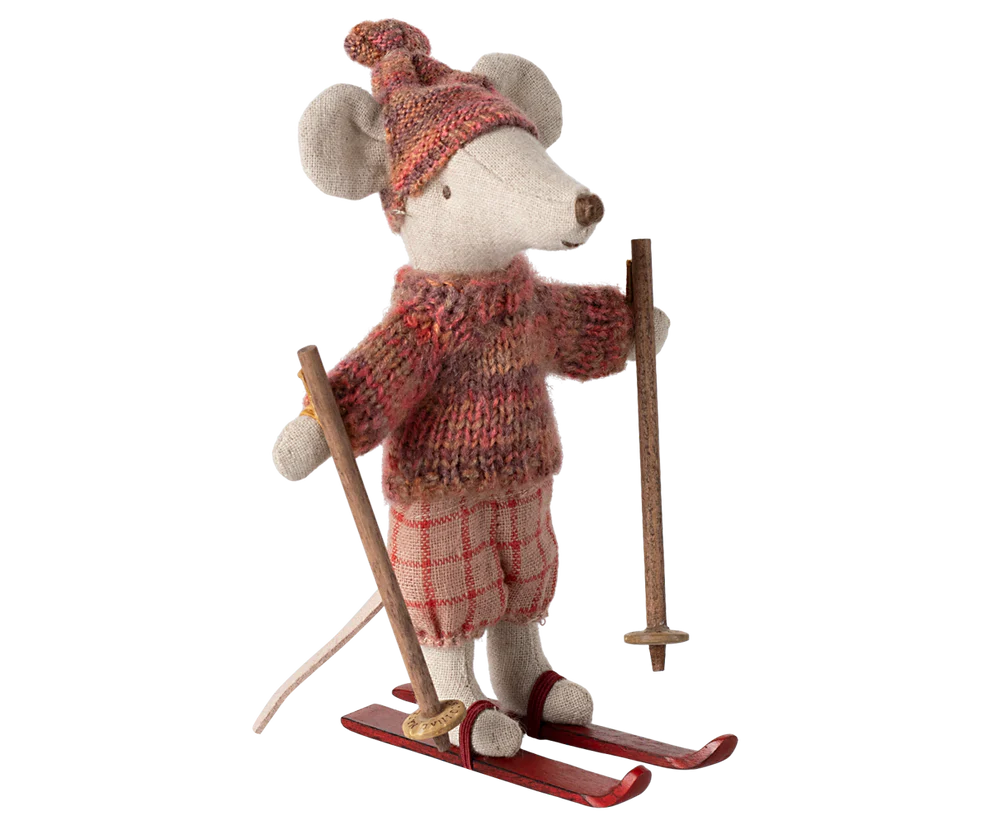 Maileg Winter Big Sister Mouse with Ski Set