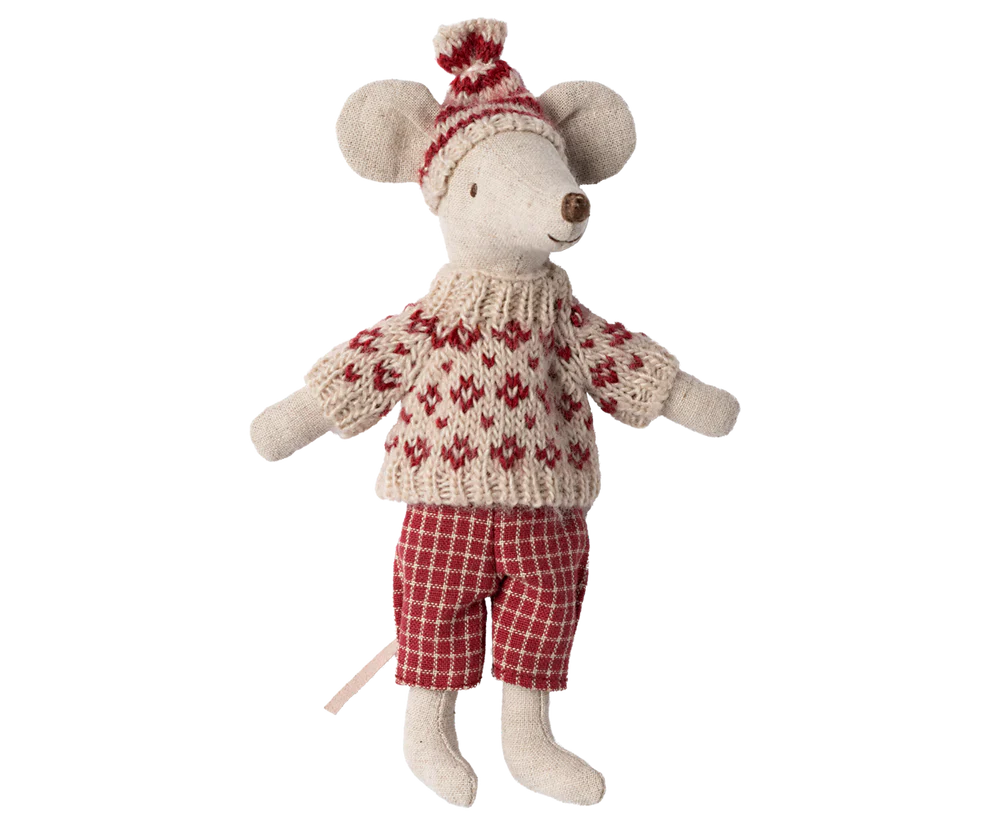 Maileg Winter Mum Mouse with Ski Set