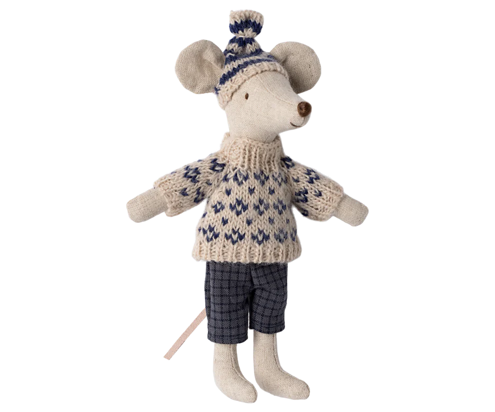 Maileg Winter Dad Mouse with Ski Set