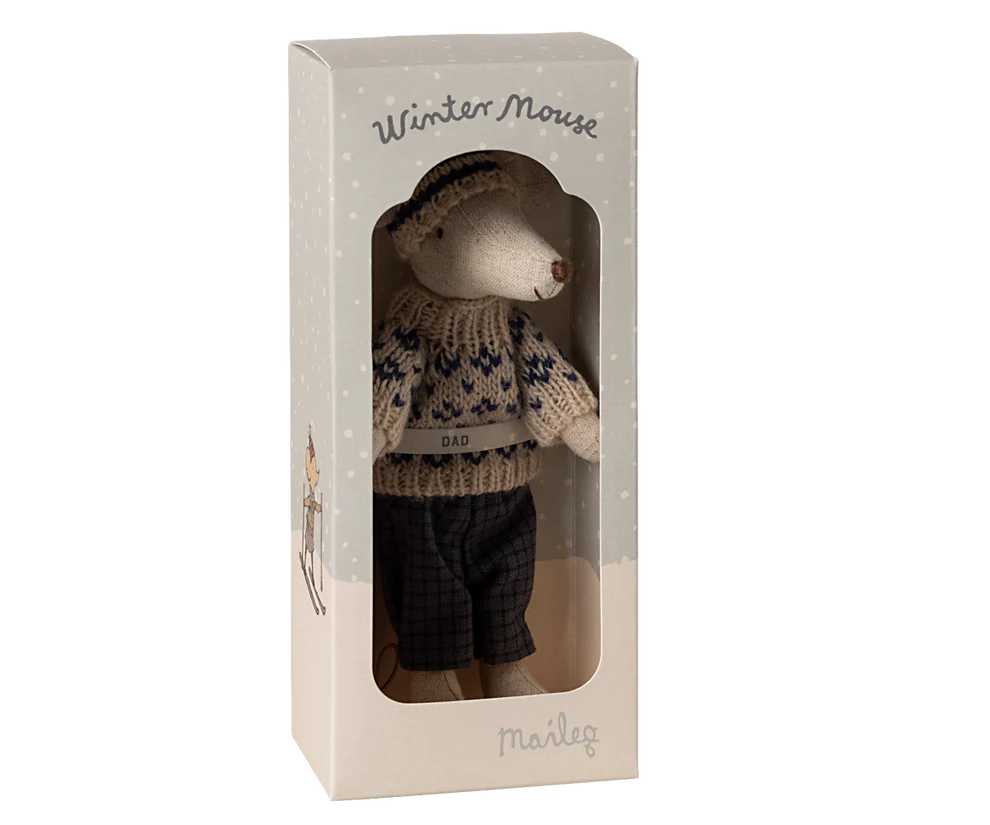 Maileg Winter Dad Mouse with Ski Set