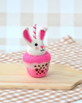 Load image into Gallery viewer, Tara Treasures Felt Bunny Boba Bubble Tea
