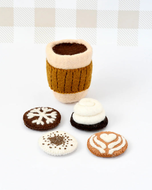 Tara Treasures Felt Coffee Cup with Interchangeable Toppings