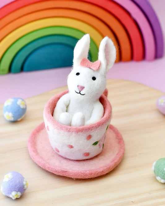 Tara Treasures Felt Rabbit in Teacup - Cheeky Junior