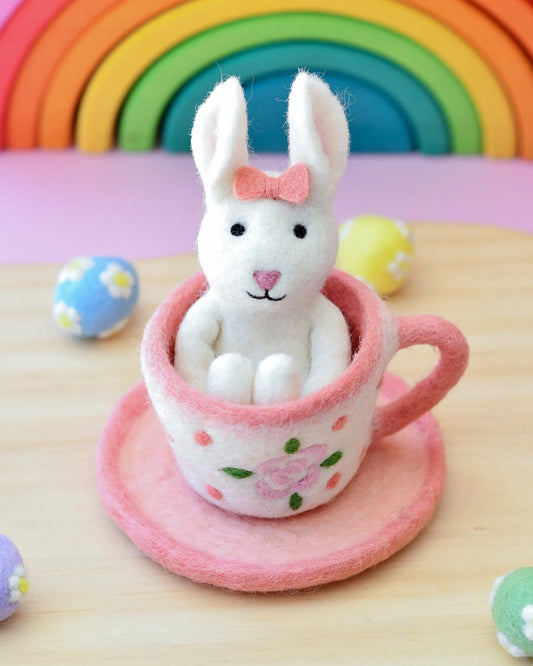 Tara Treasures Felt Rabbit in Teacup - Cheeky Junior