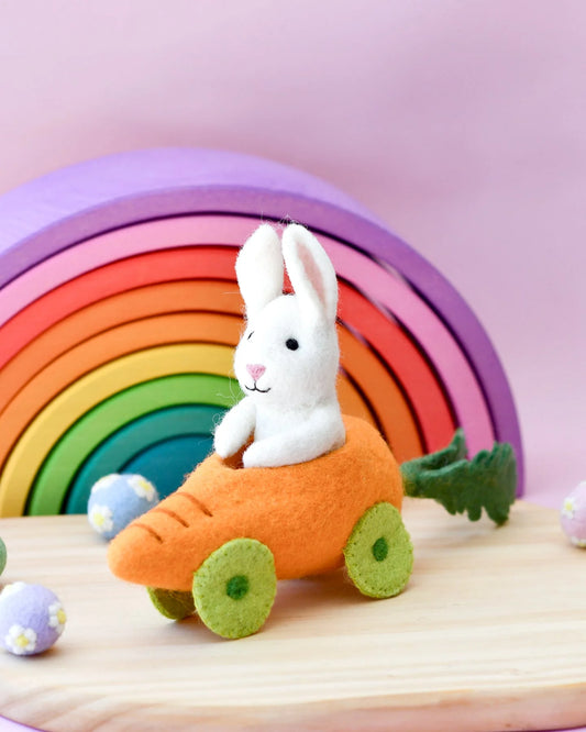 Tara Treasures Felt Rabbit with Carrot Car - Cheeky Junior