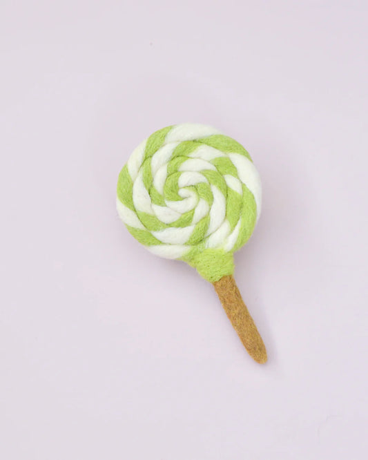 Tara Treasures Felt Green and White Swirl Lollipop