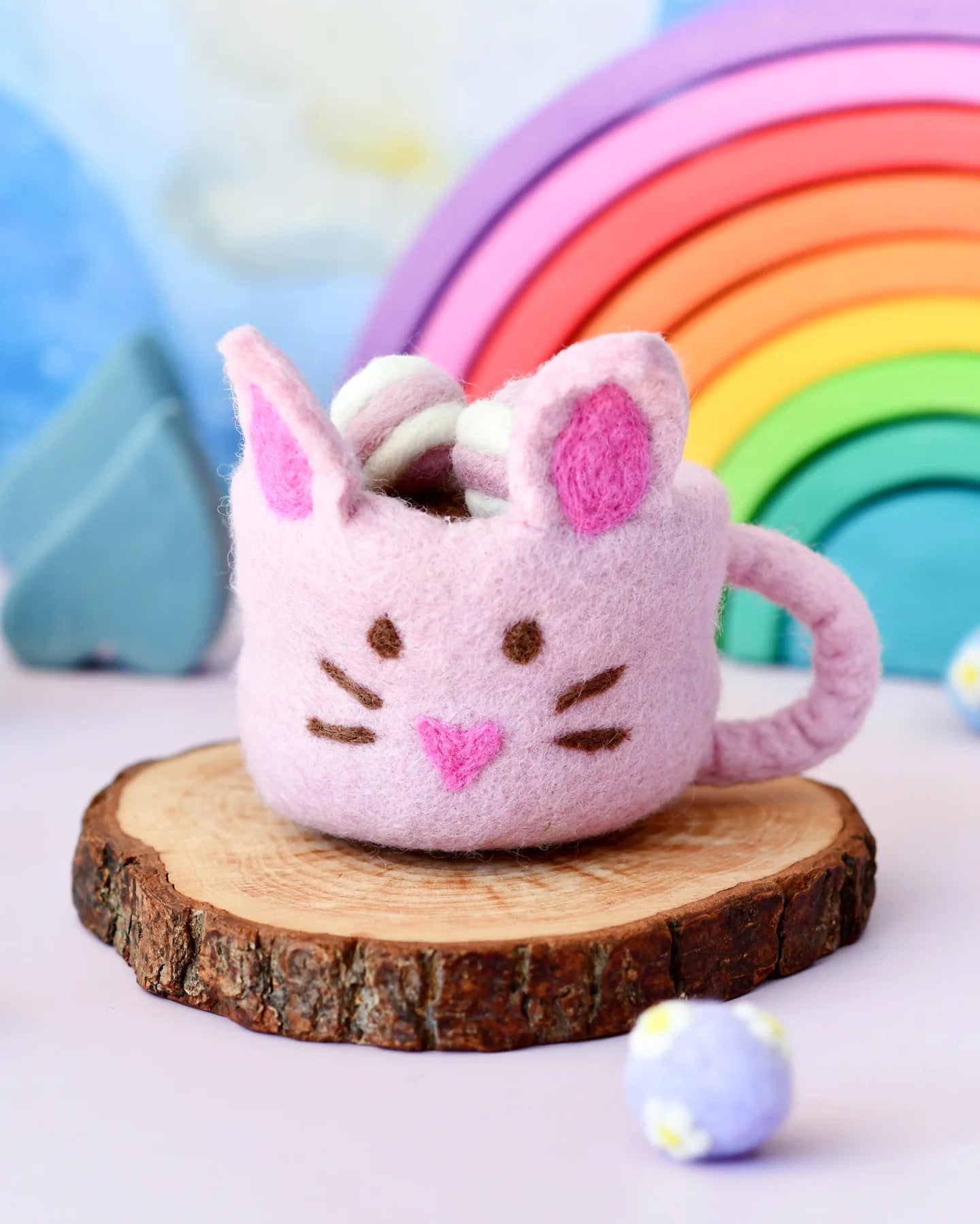 Tara Treasures Felt Bunny Hot Chocolate Mug with Marshmallows - Pink Cup - Cheeky Junior