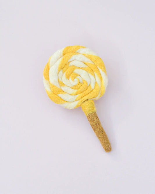 Tara Treasures Felt Yellow and White Swirl Lollipop