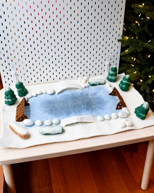 Tara Treasures Large Snow Ice Rink Play Mat Playscape