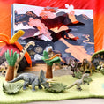 Load image into Gallery viewer, Tara Treasures Large Dinosaur Land with Volcano Felt Play Mat Playscape - Cheeky Junior
