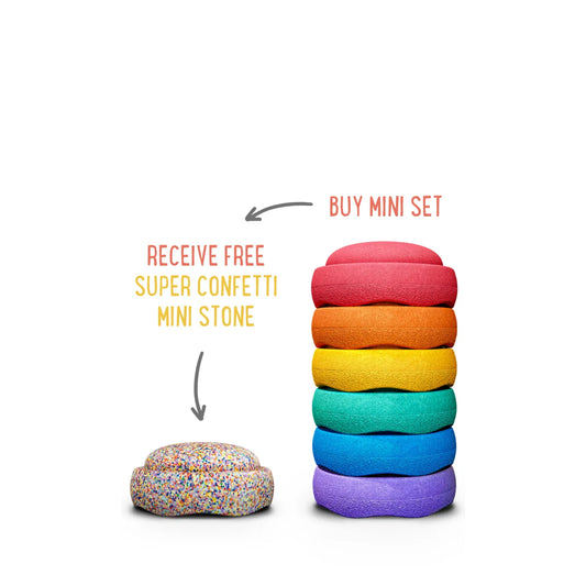 Stapelstein - Rainbow Set of 6 Minis + FREE Super Confetti Mini Stone